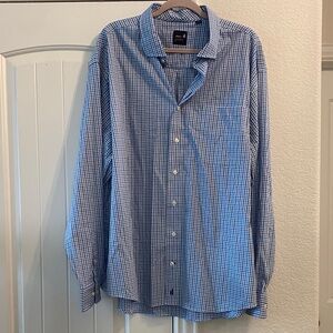 Johnnie-O Blue Checkered Men's Shirt, 3XL